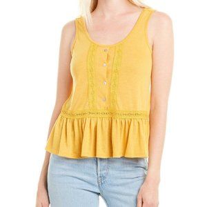 NWT Nanette Lace-Trim Peplum Gold Yellow Tank Top